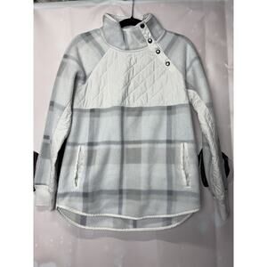 Abercrombie & Fitch Pullover Asymmetrical Snap-Up Fleece Womens Medium Preppy